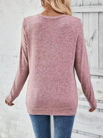 Round Neck Long Sleeve T-Shirt Women's T-Shirts - Tophatter Daily Deals